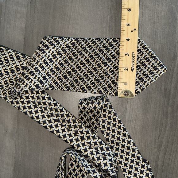 Vintage Stefano Ricci 100% Silk Tie Geometric Black Gold Italy Textured Weave - Picture 6 of 11